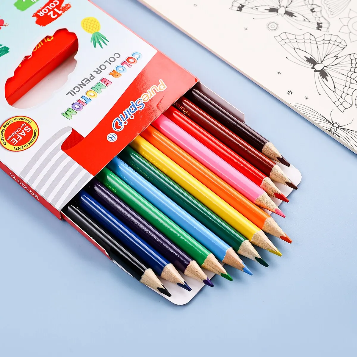 Mini juego de lápices de colores cortos, lápices preafilados para dibujar, colorear, sombrear para niños, estudiantes o niños, 12 colores