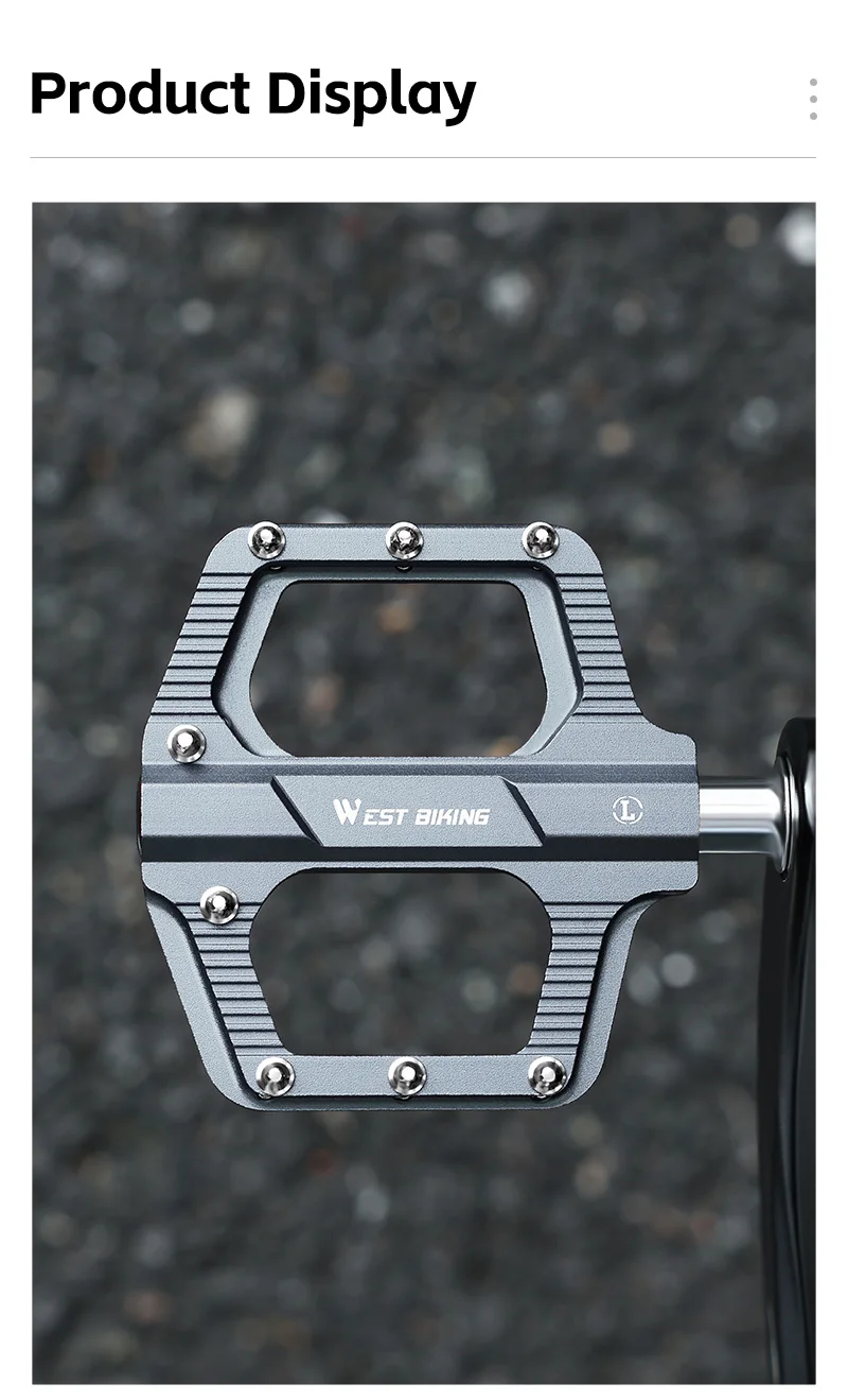 WEST BIKING Leichtgewichtige Fahrradpedale CNC Aluminiumlegierung Versiegelte 3-Lager Fahrradpedale Rutschfeste Flache Pedale Fahrradteile – Detail 12