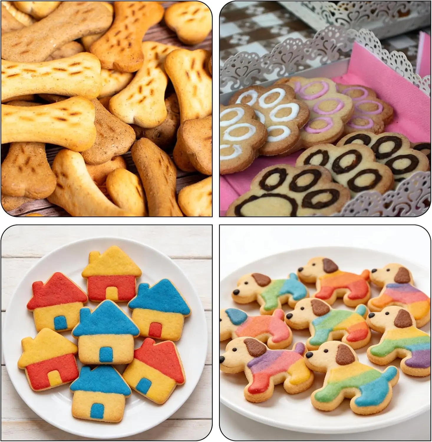 7PCS Dog Cookie Cutters, Durable Stainless Steel, Bone Paw Biscuit Molds, Non-stick Easy Clean for Home DIY Fruit Cheese Baking view 5