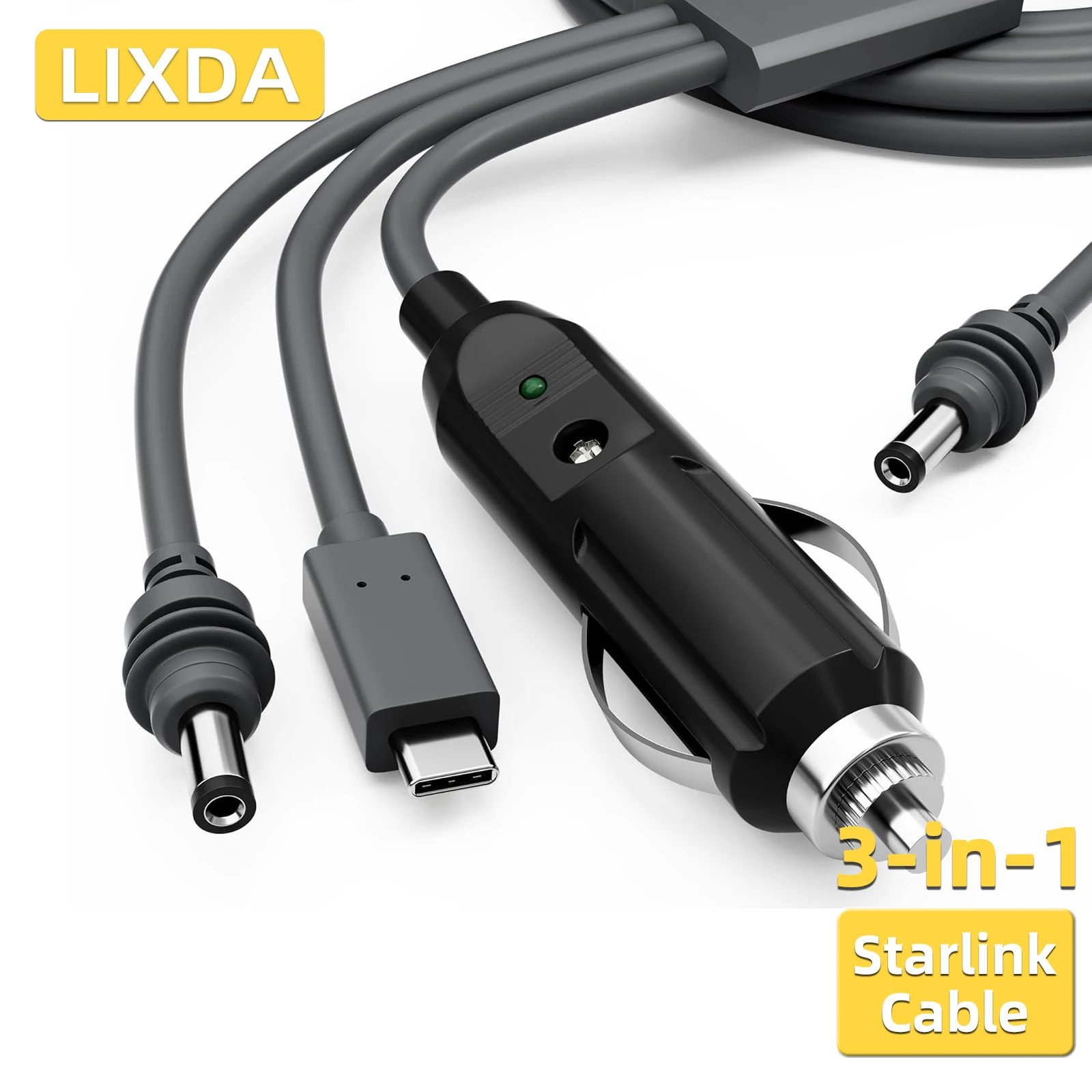 

Кабель Starlink 3 в 1, высокоскоростной USB C/автомобильное зарядное устройство 3 м/замена постоянного тока в постоянный для мини-питания, водонепроницаемый удлинительный кабель
