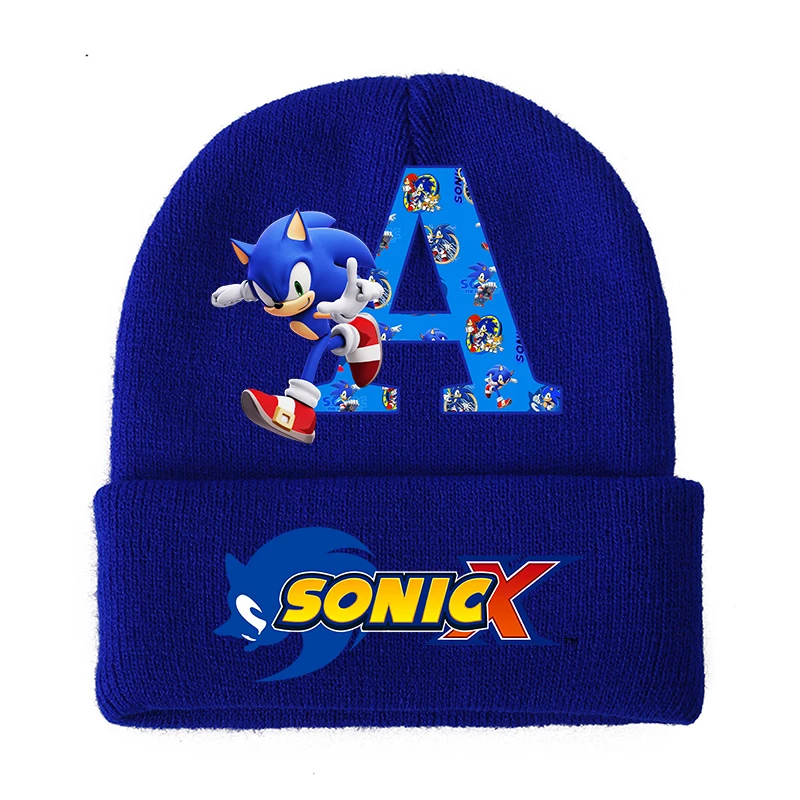 Sonics Boys Girls Knitted Hats Children Headgear Cotton Winter Outdoors Cute Woolen Cap Student Cartoon Anime Kids Birthday Gift