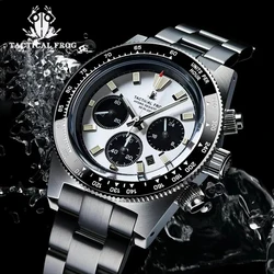 Tactical Frog 41mm Men's Chronograph Watch VS75 Solar Quartz Movement Waterproof Sapphire Green C3 Luminous Quartz Wristwatch