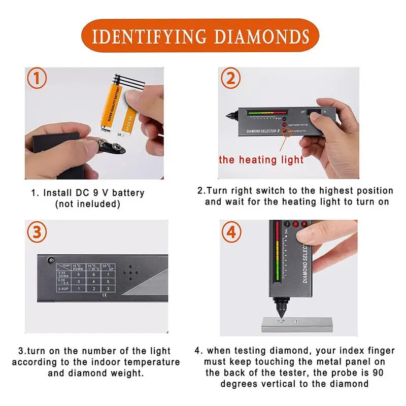 Diamond Gems Tester Pen strumento di selezione di pietre preziose portatile indicatore LED strumento di prova di gioielli affidabile accurato