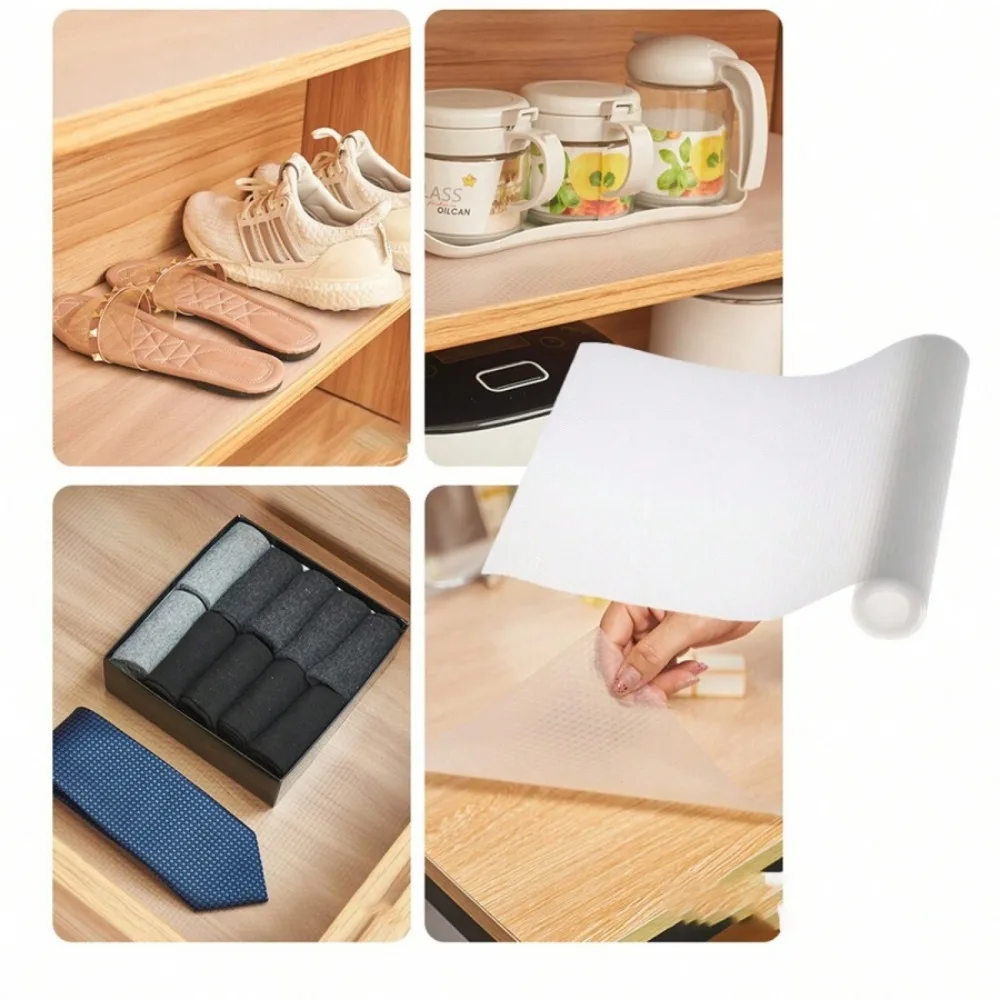 1 Roll Shelf Liner For Kitchen Cabinets EVA Waterproof Fridge Pad Cupboard Mat Easy Placemats Non-Adhesive Drawer Liner