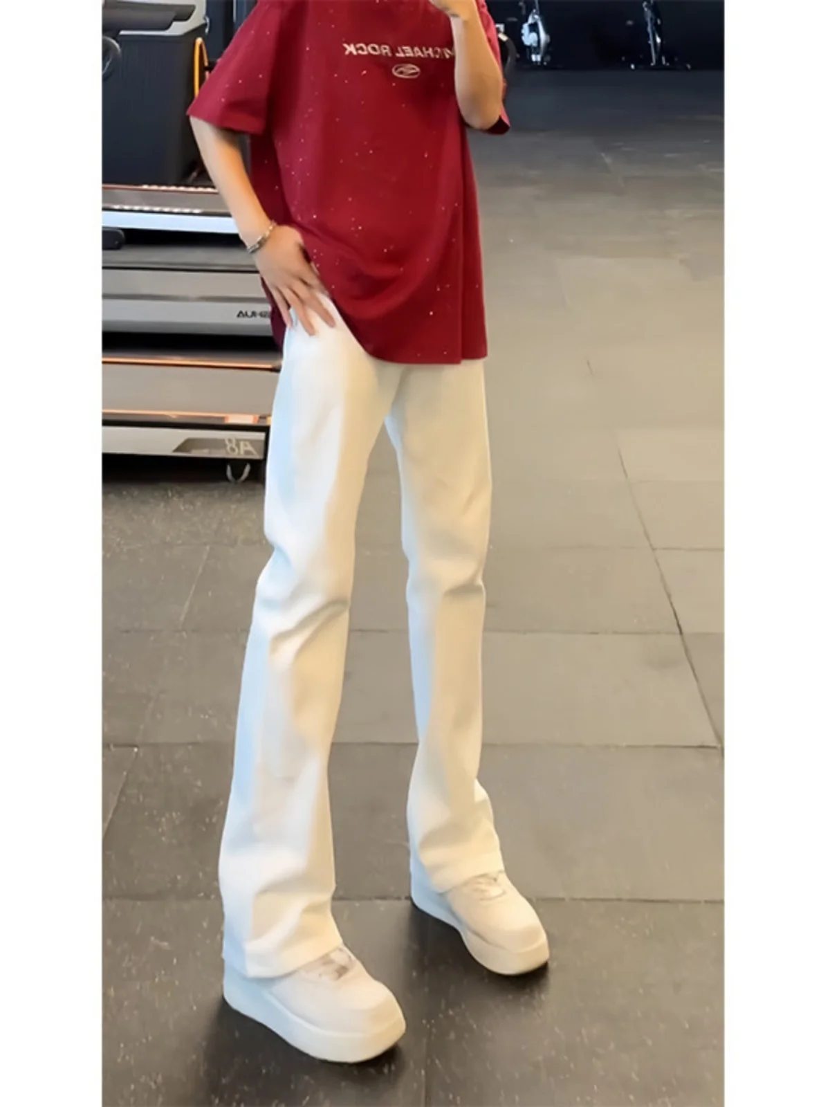 

Cool Style Slim Fit Jeans American High Street Vibe White Denim Men Summer Thin Straight Leg Micro Flared Pants Youth Fashion