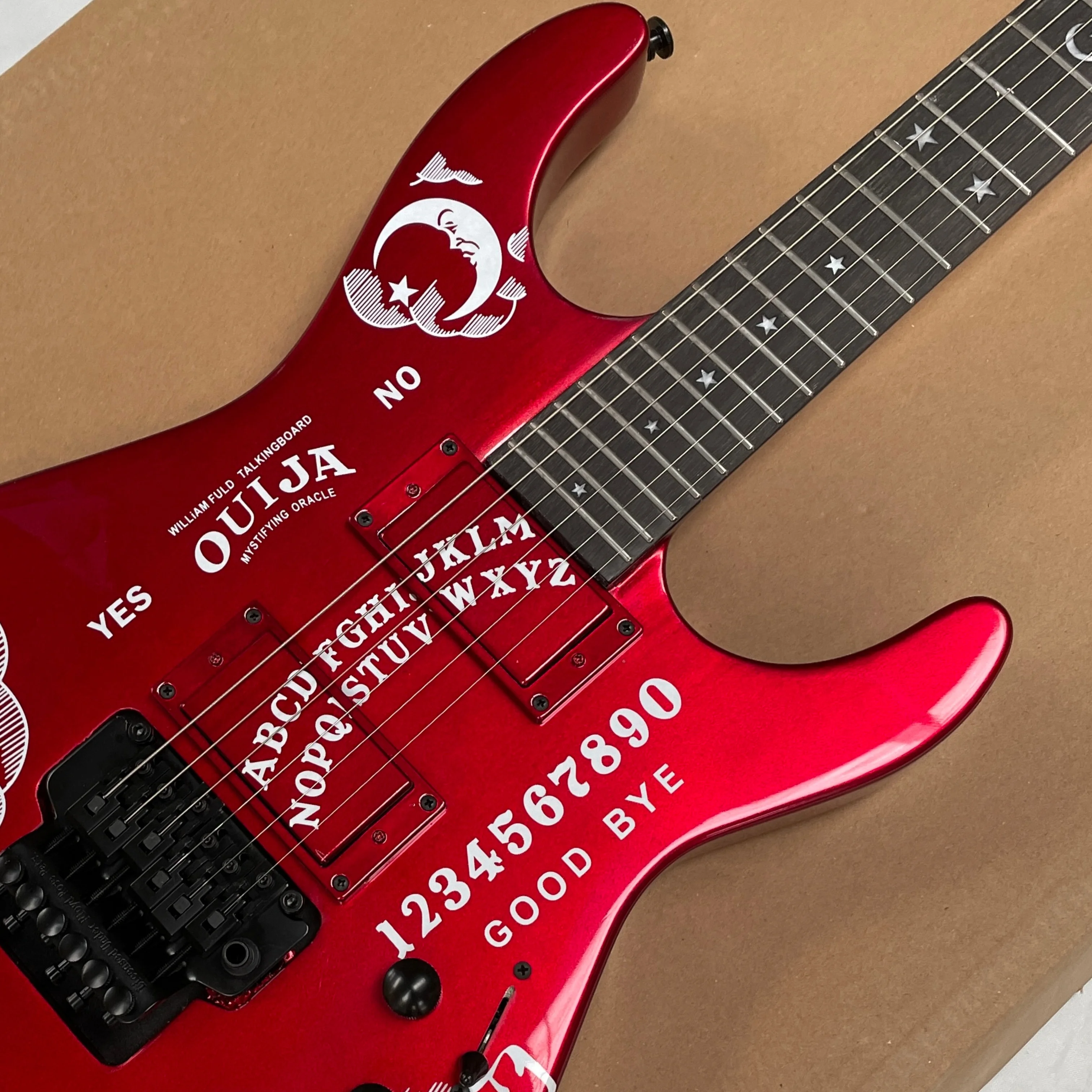 6-string red electric guitar with black hardware vibrato system, 3 Volume knobs guitars, high-quality stage performance guitarra