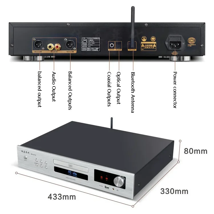 Professional HIFI Tube CD Player with SPHE8104 OPA2604AP DAC Combination Bluetooth 5.2 Home CD Music Player Toroidal Transformer
