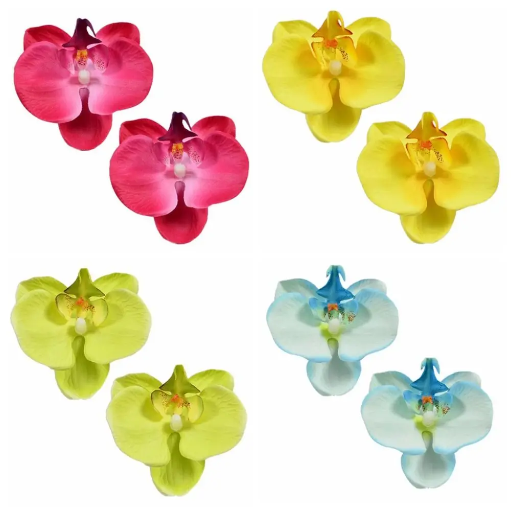 2 pçs estilo coreano borboleta orquídea flor artificial artesanal diy borboleta artificial orquídea scrapbooking 8.5cm