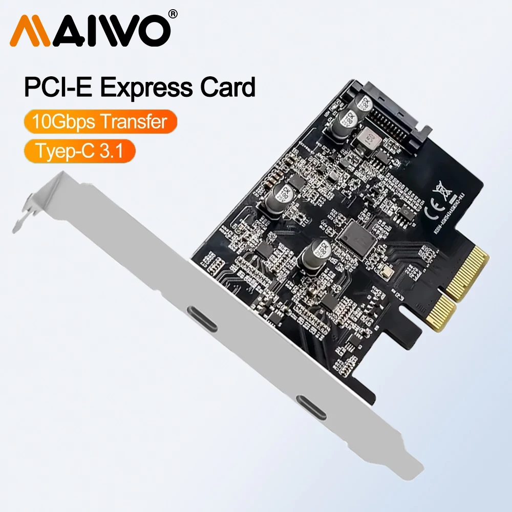 

MAIWO PCI Express Card Type-C 3.1 PCIE Adapter Card PCIe X4/8/16 USB 3.0 Expansion Card 10Gbps Powerful ASM3142/ASM1543 Chipest