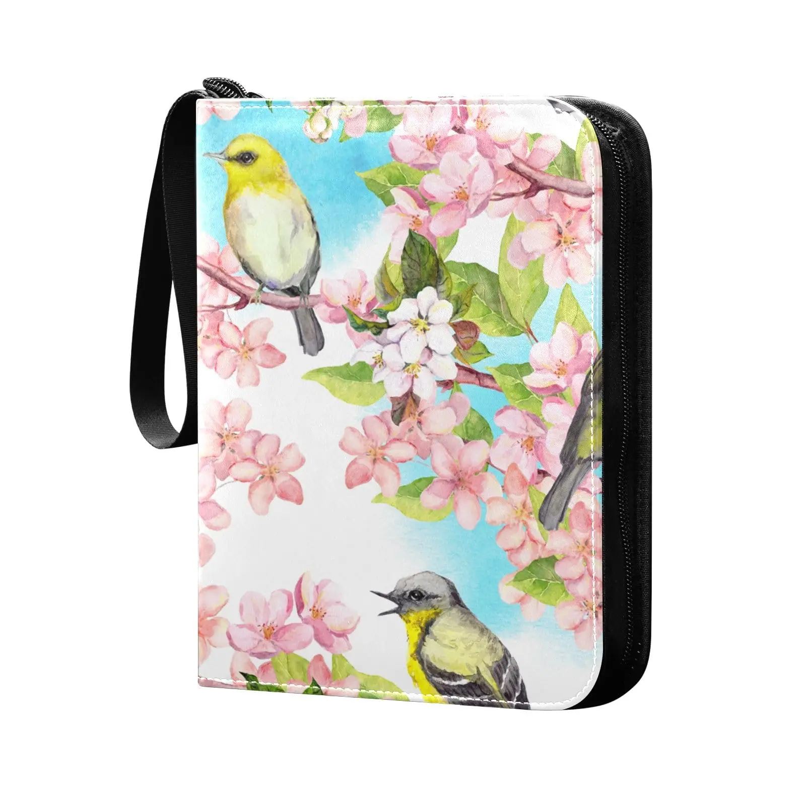 Roses Bird Card Binder 4 Pocket Card Binder, 400 Double Sided Pocket Album for Sport Game Cards, Unique Card Collection Storage