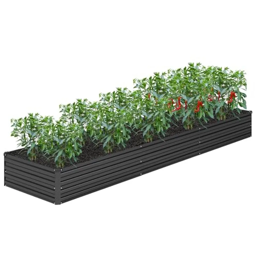 

Оцинкованный комплект приподнятых грядок 12x2x1 футов, прямоугольные металлические ящики для овощей, большие кашпо для цветов, приподнятые грядки для сада на открытом воздухе