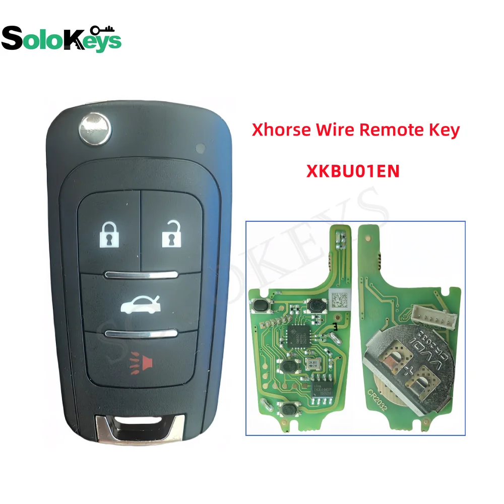 SOLOKEYS 2Pcs/Lot XKBU01EN Xhorse VVDI Wire Universal Remote Key For Buick Flip English Working with Xhorse VVDI Key Tool