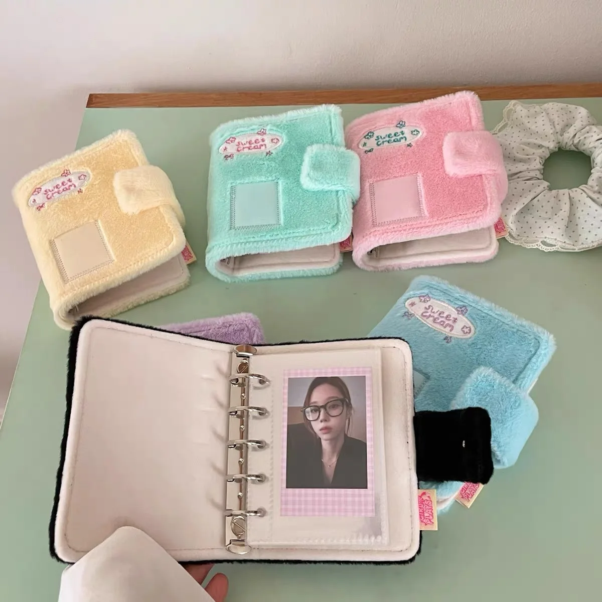 Kawaii Fluffy Macaron butter color Kpop Photocard Binder Pocket Collect Book Idol Plush Photo Card Holder Photocards Album