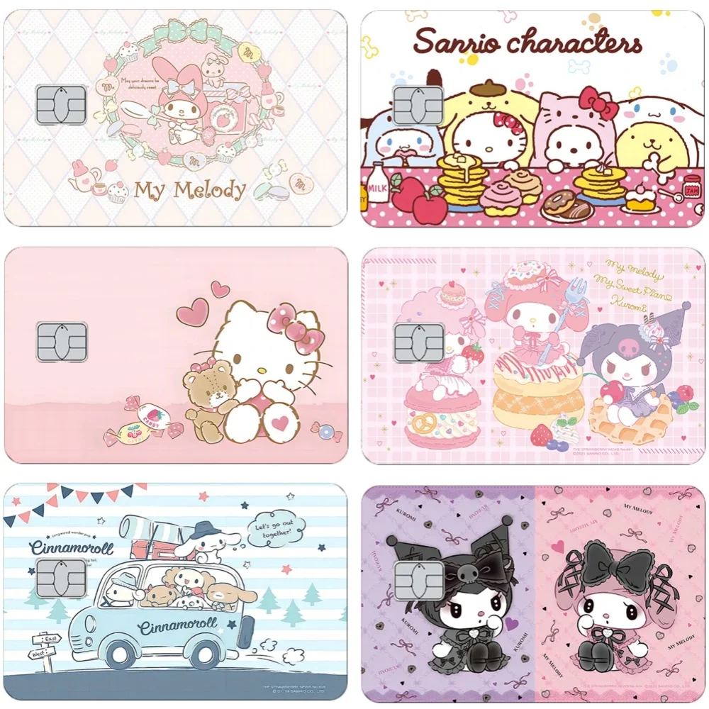 

Аниме Sanrio Hello Kitty Bank кредитные карты Kuromi Melody Pass наклейки украшения водонепроницаемые устойчивые к царапинам наклейки