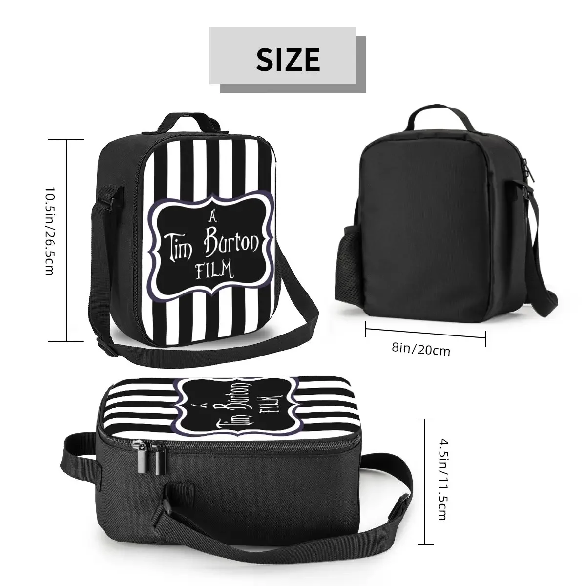 Custom A Tim Burton Film Lunch Bag Women Warm Cooler Insulated Lunch Boxes for Student School