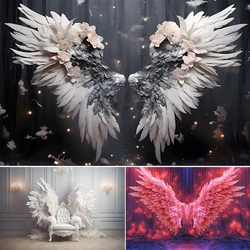 Glitter Silver Angel Wings Photography Background  Adult Birthday Wedding Maternity Portrait Custom Decor Backdrop Photo Studio