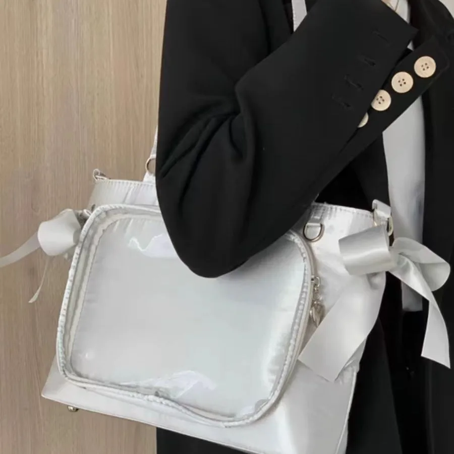 

New Cute Kawaii Ita Bag for Girls with External Ptaain Layer PVC Transparent Bag Fashionable Handheld One Shoulder Crossbody Bag
