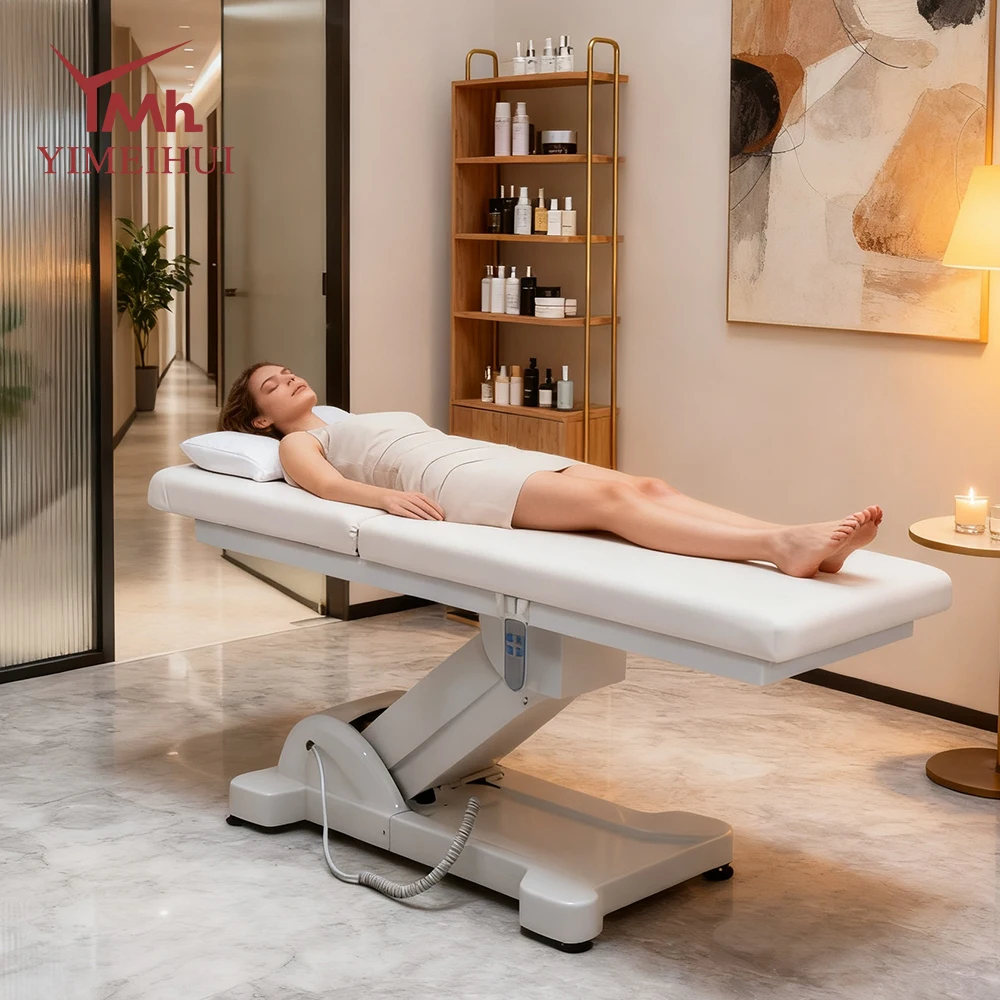 サロン家具 高さ調節可能 フェイシャルトリートメント ビューティーベッド 電動スパベッド コスメティックチェア