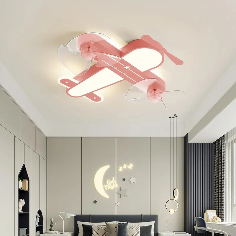 Modern Airplane Ceiling Fan Light, Luminárias para o quarto das crianças, Decoração do quarto do bebê, Quarto das crianças