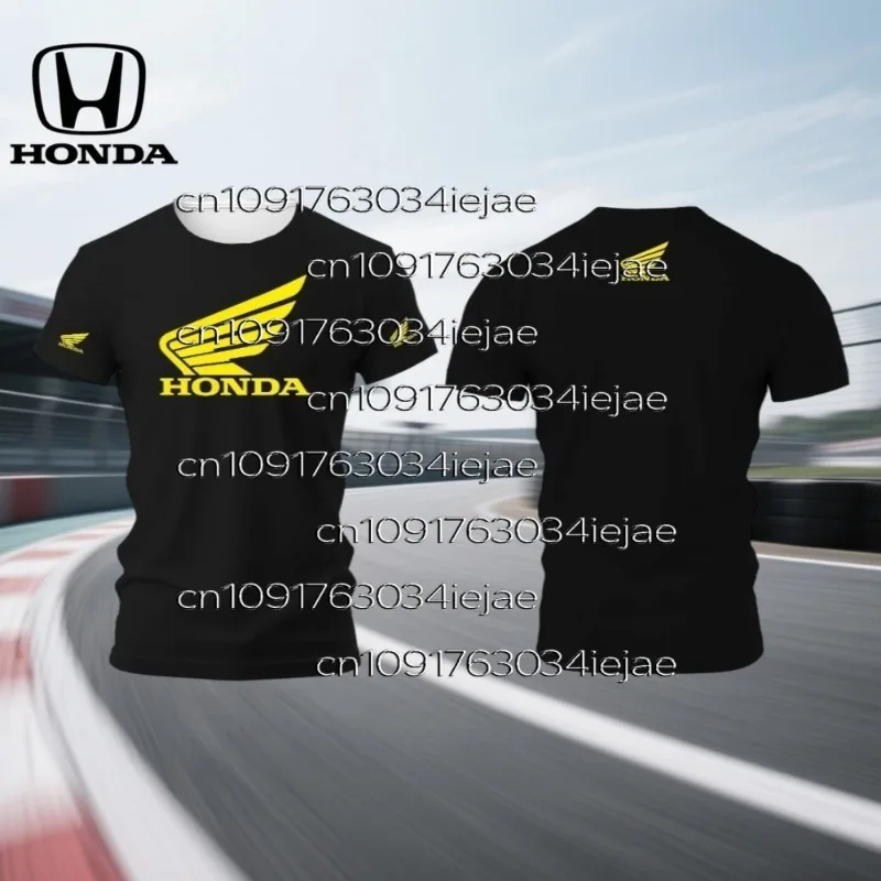تي شيرت صيفي جديد للرجال مطبوع عليه شعار هوندا للدراجات النارية تي شيرت بسيط بأكمام قصيرة غير رسمي للسباق تي شيرت Harajuku رياضي للجنسين #3