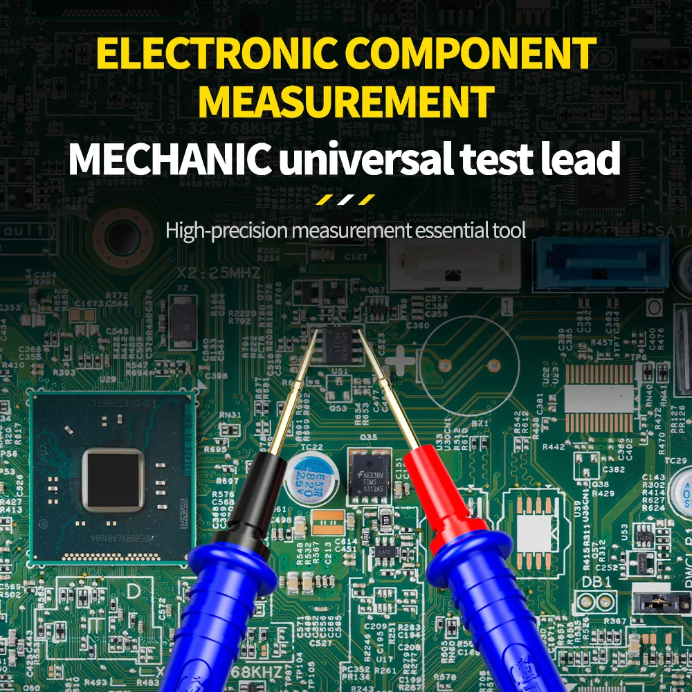 MECHANIC 高級ゴールドメッキ万能テストリード デジタルマルチメータ用 精密針先 二重絶縁 ソフトシリコーン