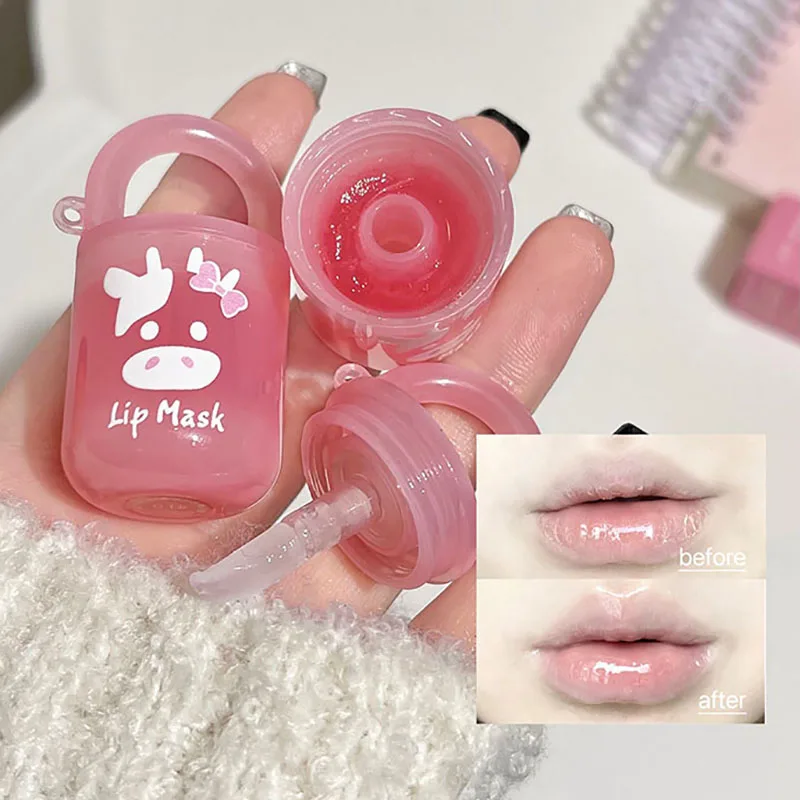 Bálsamo Labial Hidratante con Extracto de Melocotón, Mascarilla Nocturna para Labios, Cuidado Labial Natural a Base de Plantas, Anti-Agrietamiento, Incoloro, Aclara las Líneas de Expresión