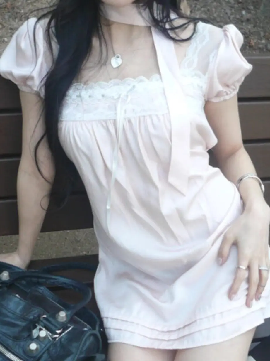 2026 Summer Vintage Short Sleeve Boho Floral Dress Women Beach Resort Vacation Wear Korean Fashion Stylish Party Outfit