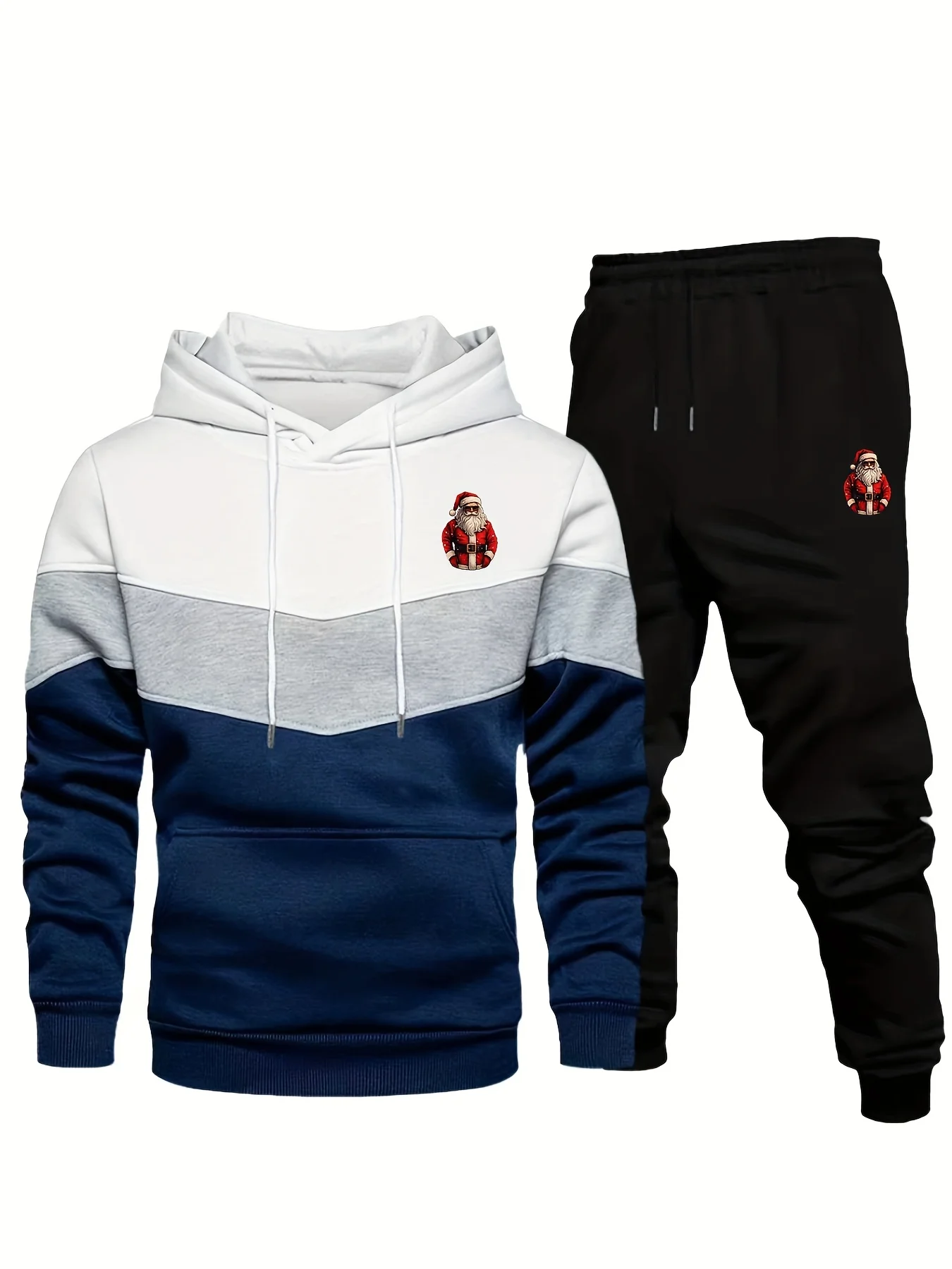 

2025 рождественская новая мужская лоскутная толстовка с капюшоном, уличная повседневная спортивная одежда, уличная модная мужская одежда, спортивный костюм, комплект из двух предметов