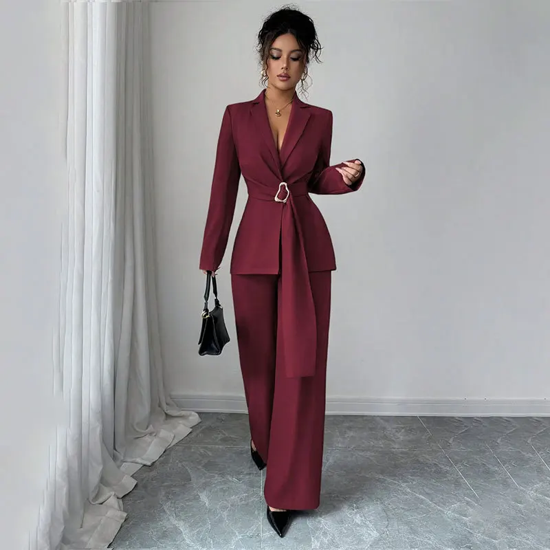 2026 Autumn/winter New Suit Fashion Women's Long Sleeve V-neck Waist-tie Suit Summer Long Dress Sexy Femme Midi Boho