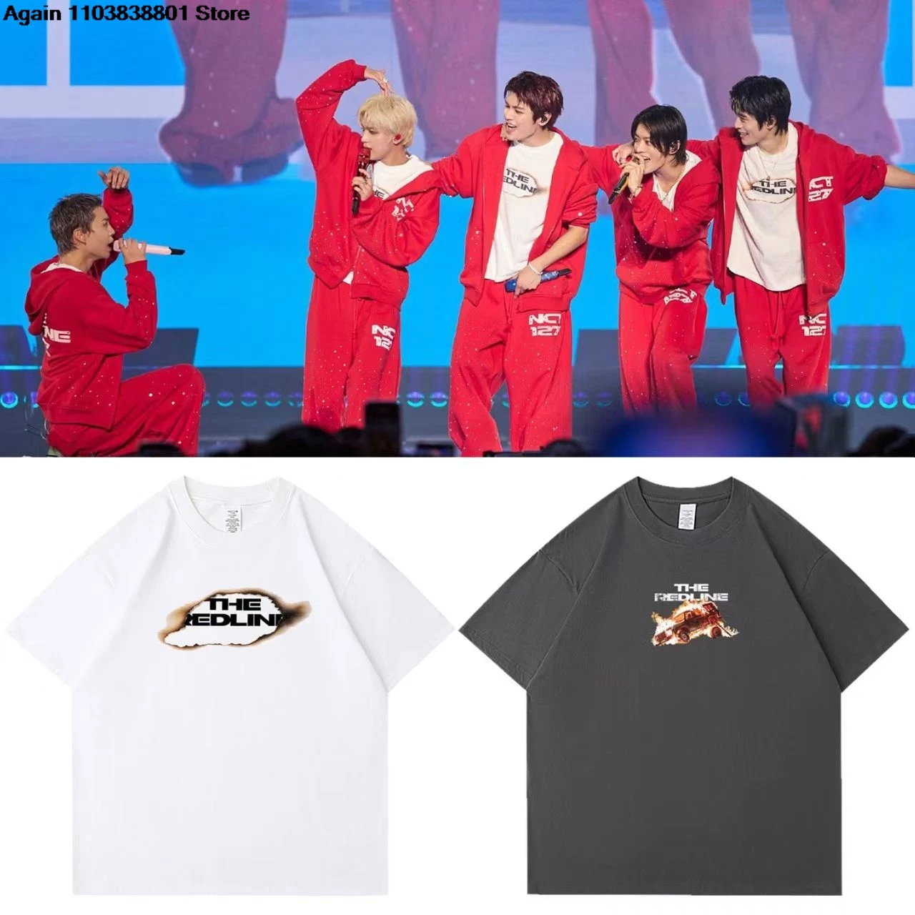 NCT127 5th Tour Concert The RED LINE Short Sleeve T-Shirt Pure Cotton Merchandise Printed Clothes Unisex