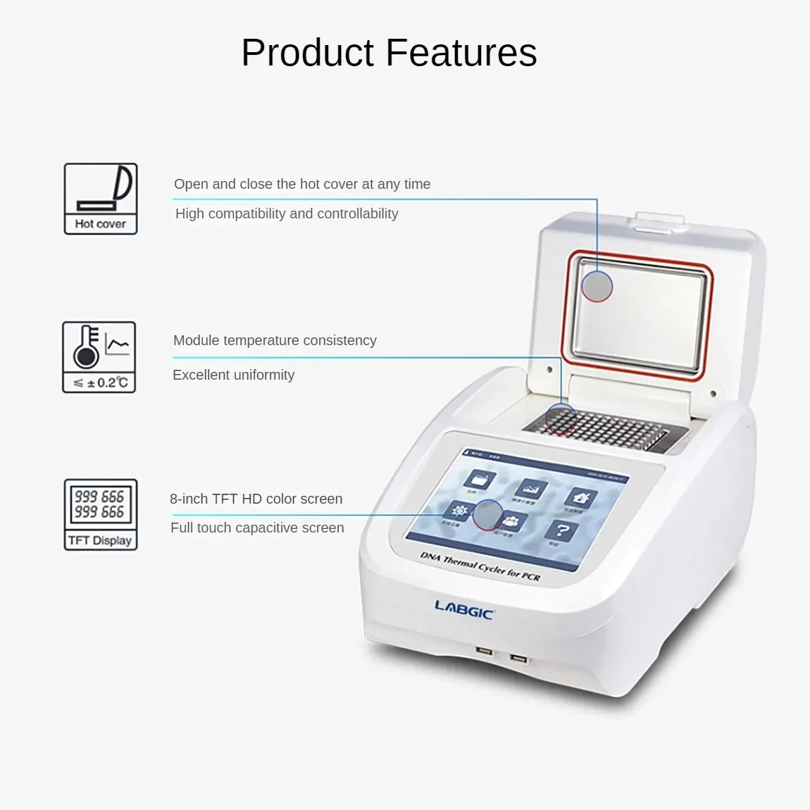 Instrumento de amplificación de gen gradiente de LTC-PCR-196 LABGIC para laboratorios biológicos