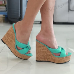 ZHIMA Women Sandals Platform Wedges Slip On Open Toe Soft Strap High Heels Pumps Party Pumps Shoes Woman Large Size 41 43 46 52