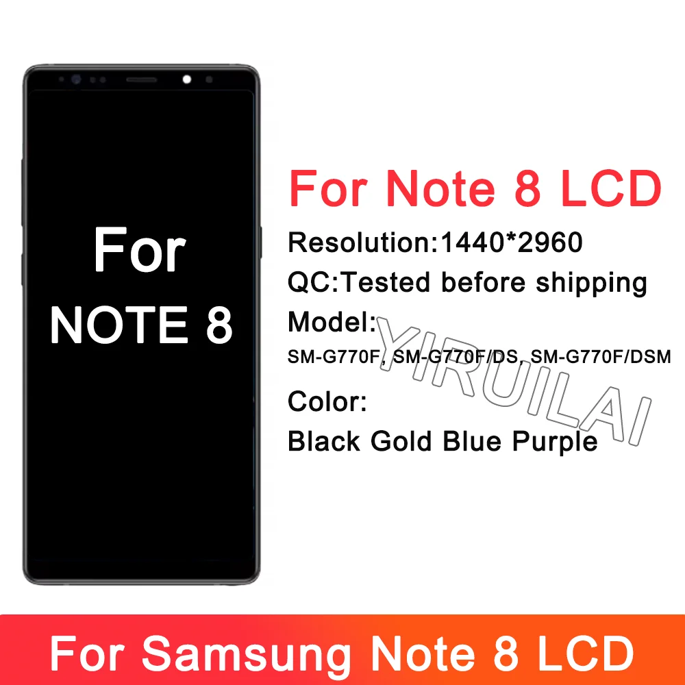 For Samsung Note8 N950F N950U N950W N950FD LCD Display Touch Screen Digitizer Assembly Note 8 Display Screen With Frame