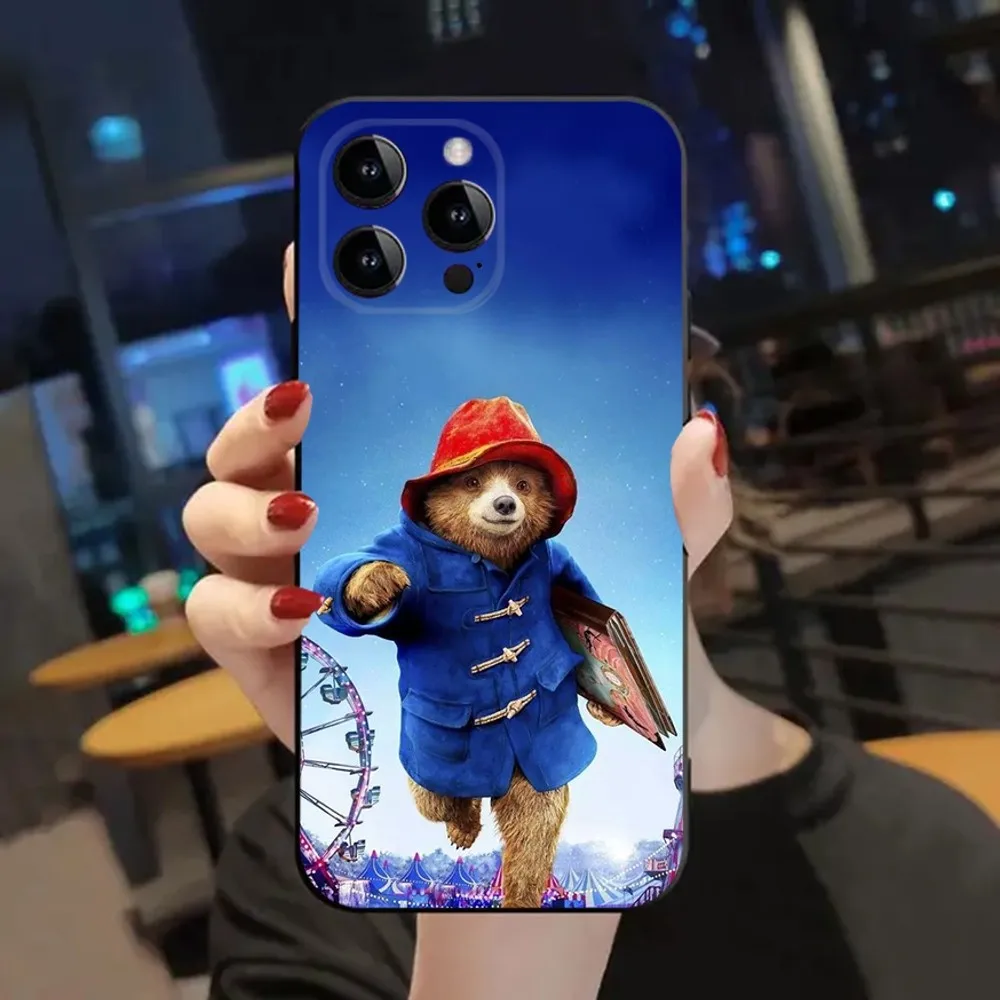 Cute P-Paddington Bear  Phone Case For Apple iPhone 15,14,13,12,11,XS,XR,X,8,7,Pro,Max,Plus,mini Silicone Black Cover