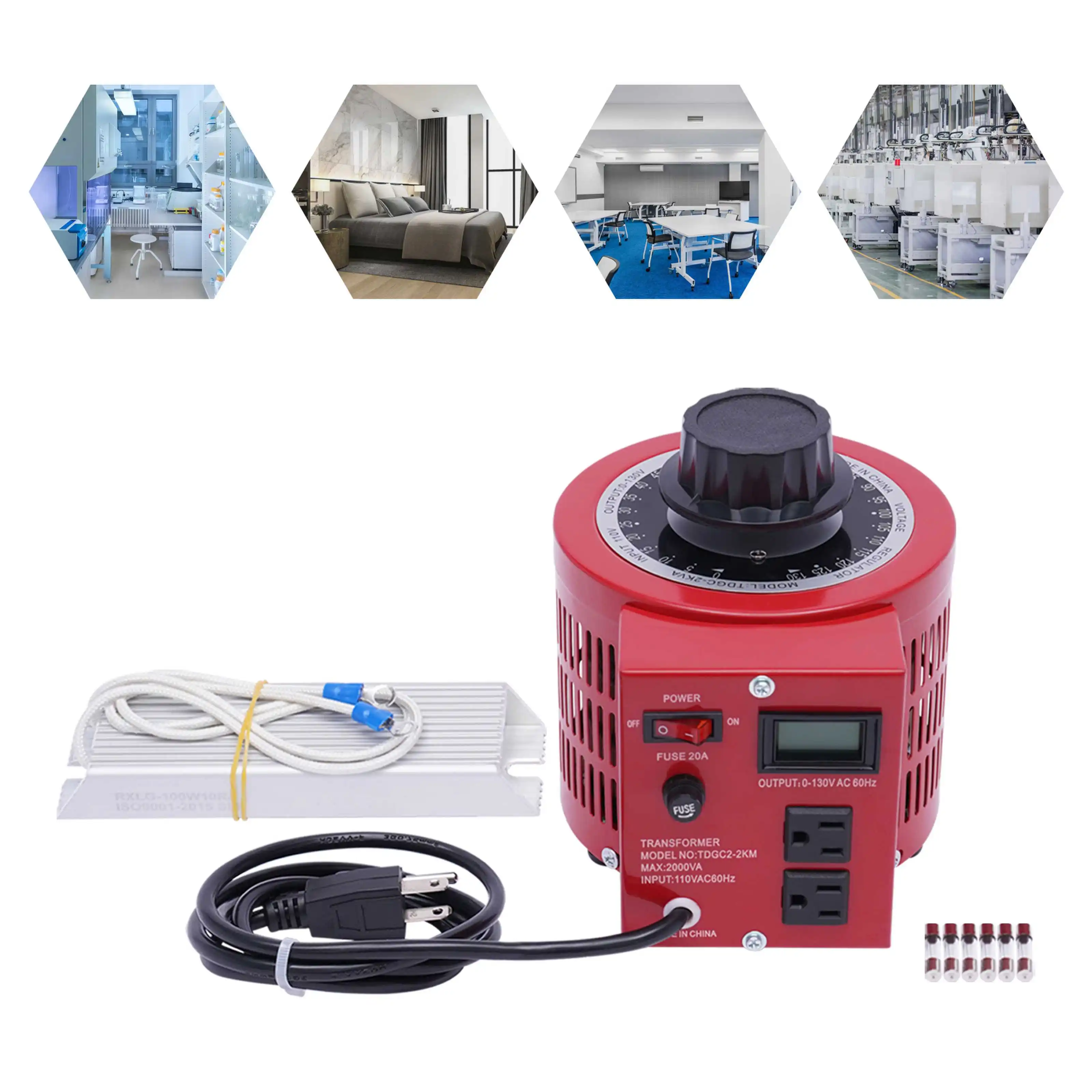 

Variable Transformer 2000VA 110V 60Hz Varic 0-130 Volt Adjustable Output Variable AC Voltage Regulator Low Noise