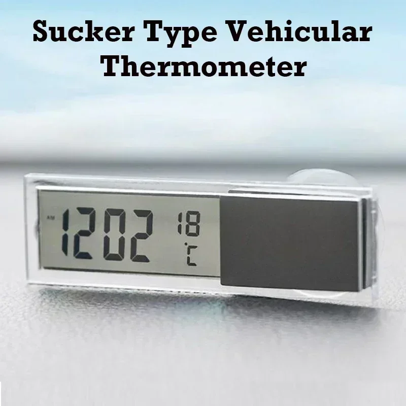 Termómetro para vehículo tipo ventosa, Mini termómetro para coche, probador de temperatura Digital LCD transparente para ventana, interior y exterior