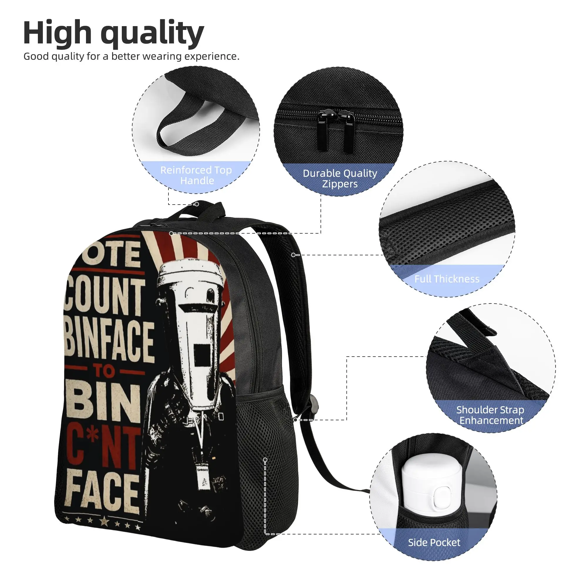 Vote Count Binface UK Political Humour Backpack for Men Women Cool Student Daypack  Laptop Canvas Bags Outdoor