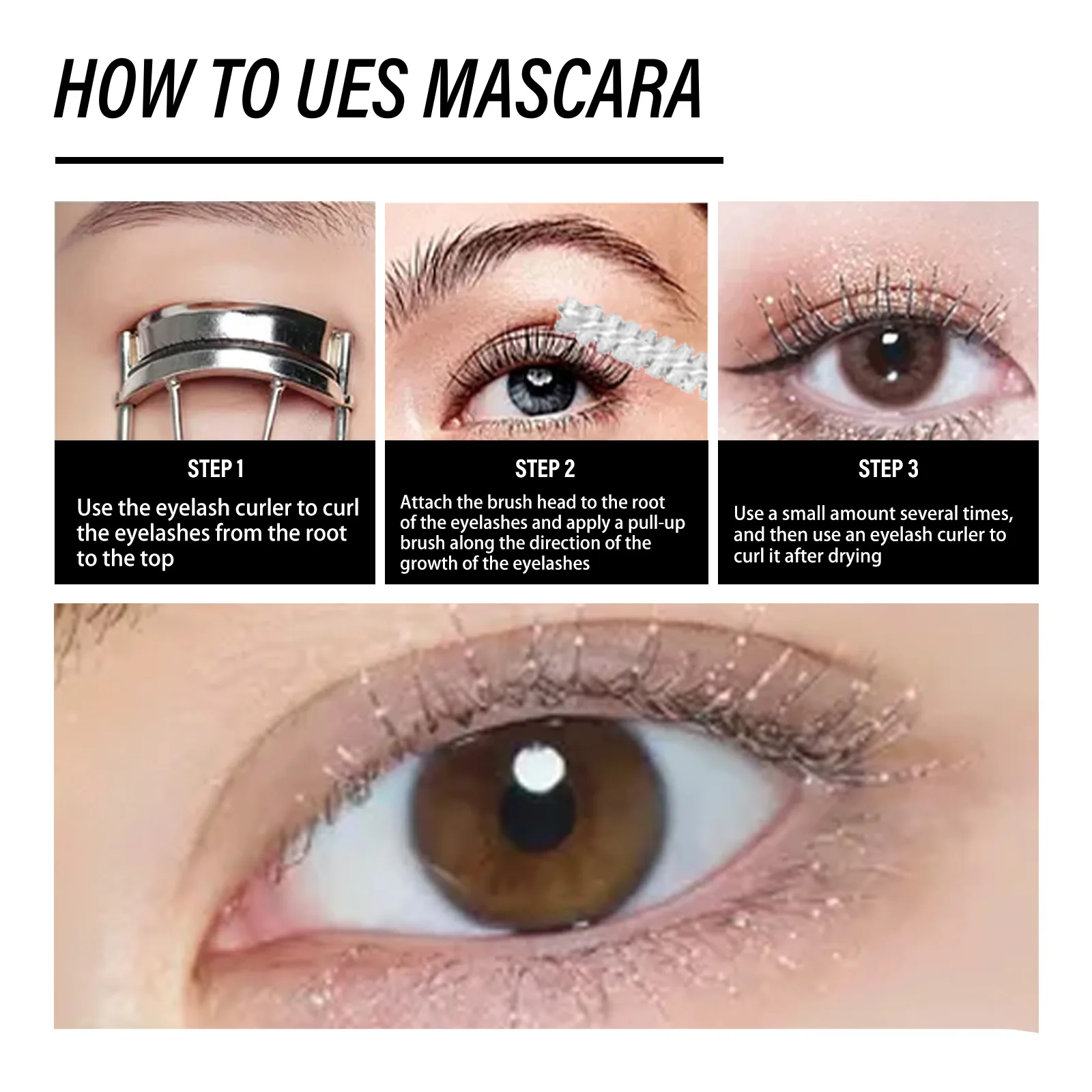 Sparkling Micro-Glitter Mascara, Shaping Primer, Quick-Dry Film-Forming, Sparkling Teary Eyes, Smudge-Proof Mascara