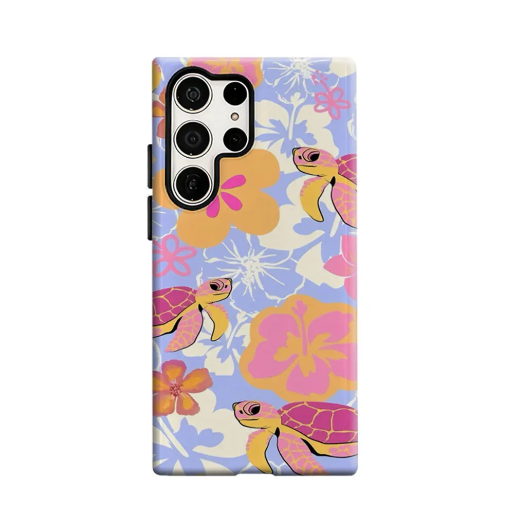 CaseLumi Phone Case For Samsung Galaxy S25 S24 S23 Ultra Plus HD Hard Turtle Tropics Double Layer Cover Film Shell