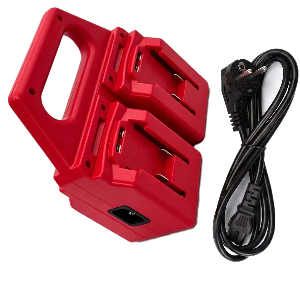 18V 21V 4-Slot Charging Station for PARKSIDE for pk Lithium Batteries Fast Charge Dual Interface ABS Red Dimensions