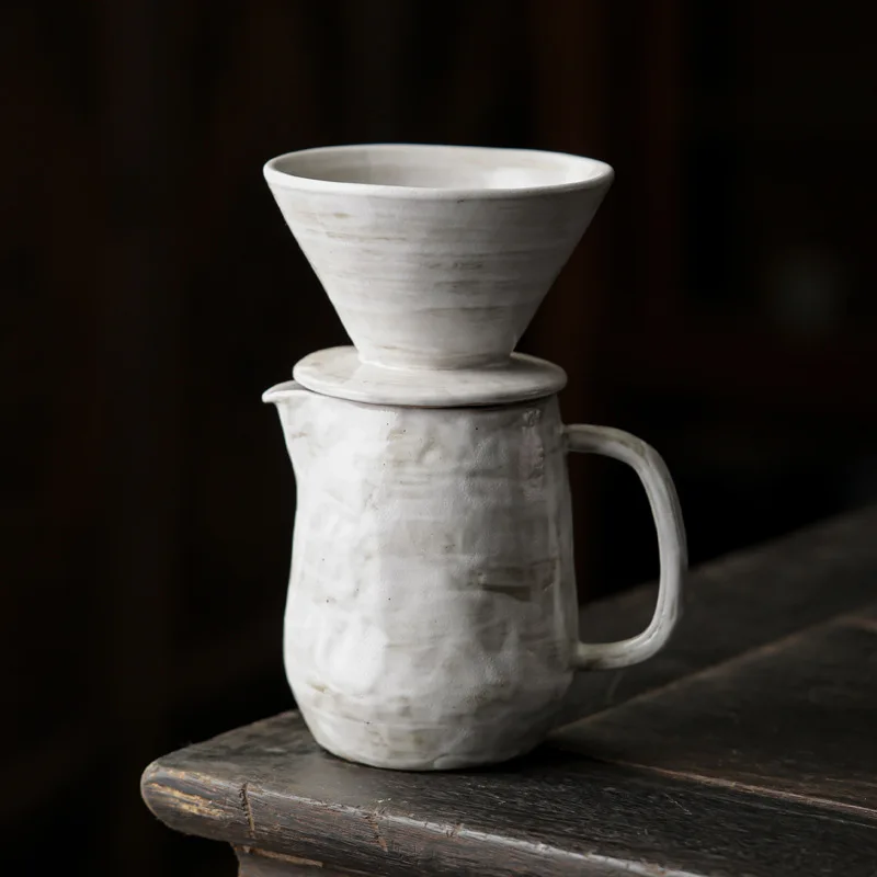 Powder-inspired Creative Hand-making Coffee Pot Set Office Daily Personalized Ceramic Coffee Sharing Pot Coffee Filter Cup
