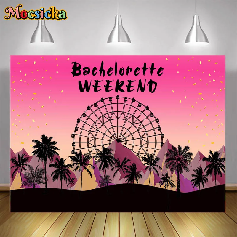 

Bachelorette Weekend Party Decoration Backdrop Ferris Wheel Coconut Tree Portrait Photography Backgrounds Portrait Photo Studio