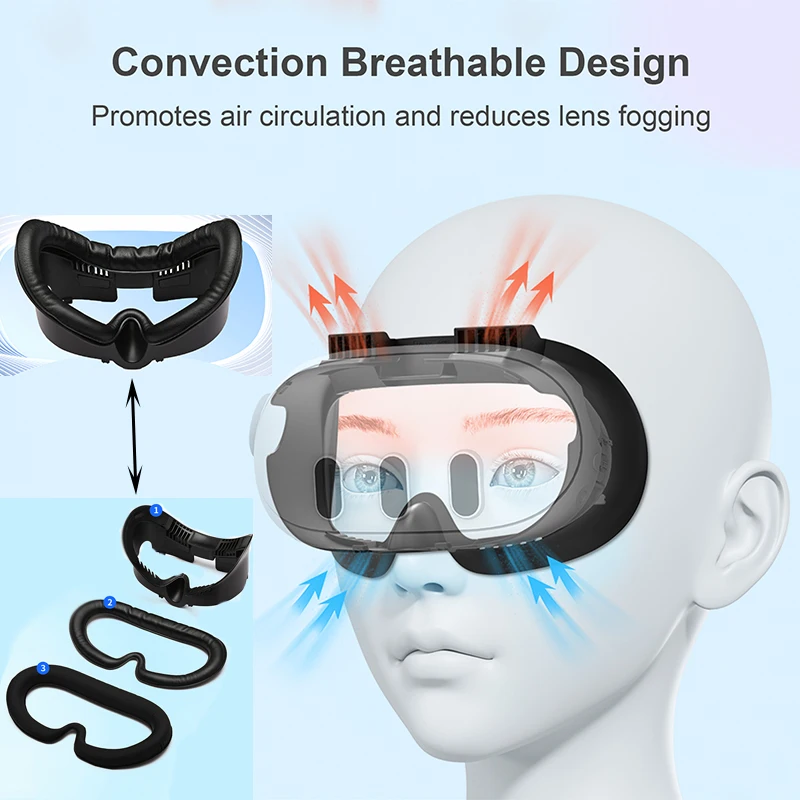 

For Meta Quest 3 VR Comfort Kit PU Leather Eyeshade Cover Mask Holder Ice Silk Sponge Leather Sponge For Quest 3 Eye Interface