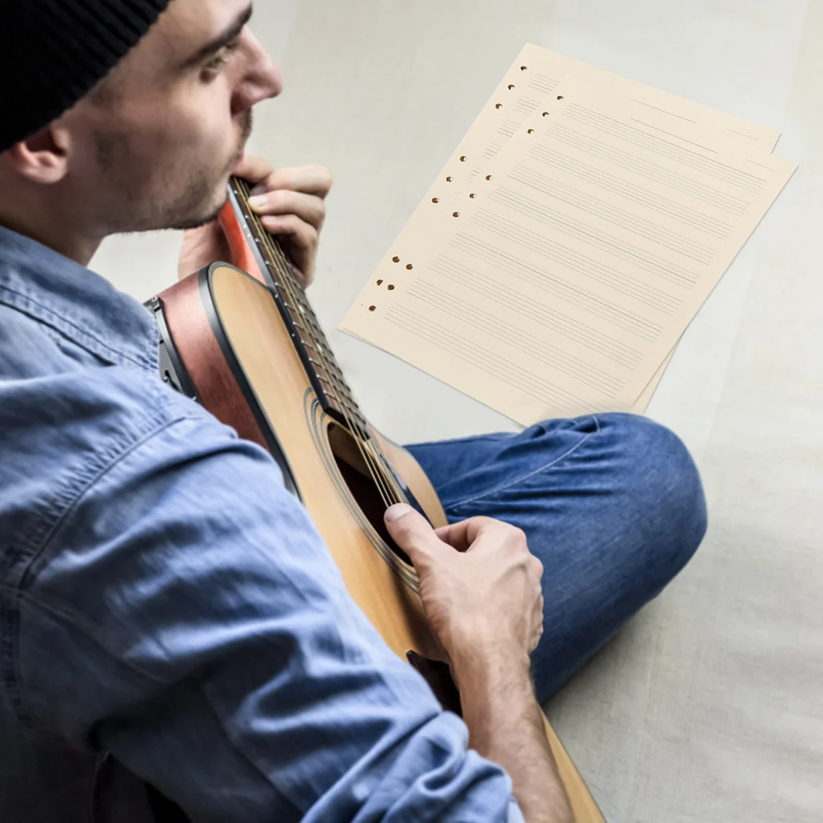 Cuaderno de papel de escritura de hojas sueltas, cuadernos de recarga de música para el trabajo, 100 hojas