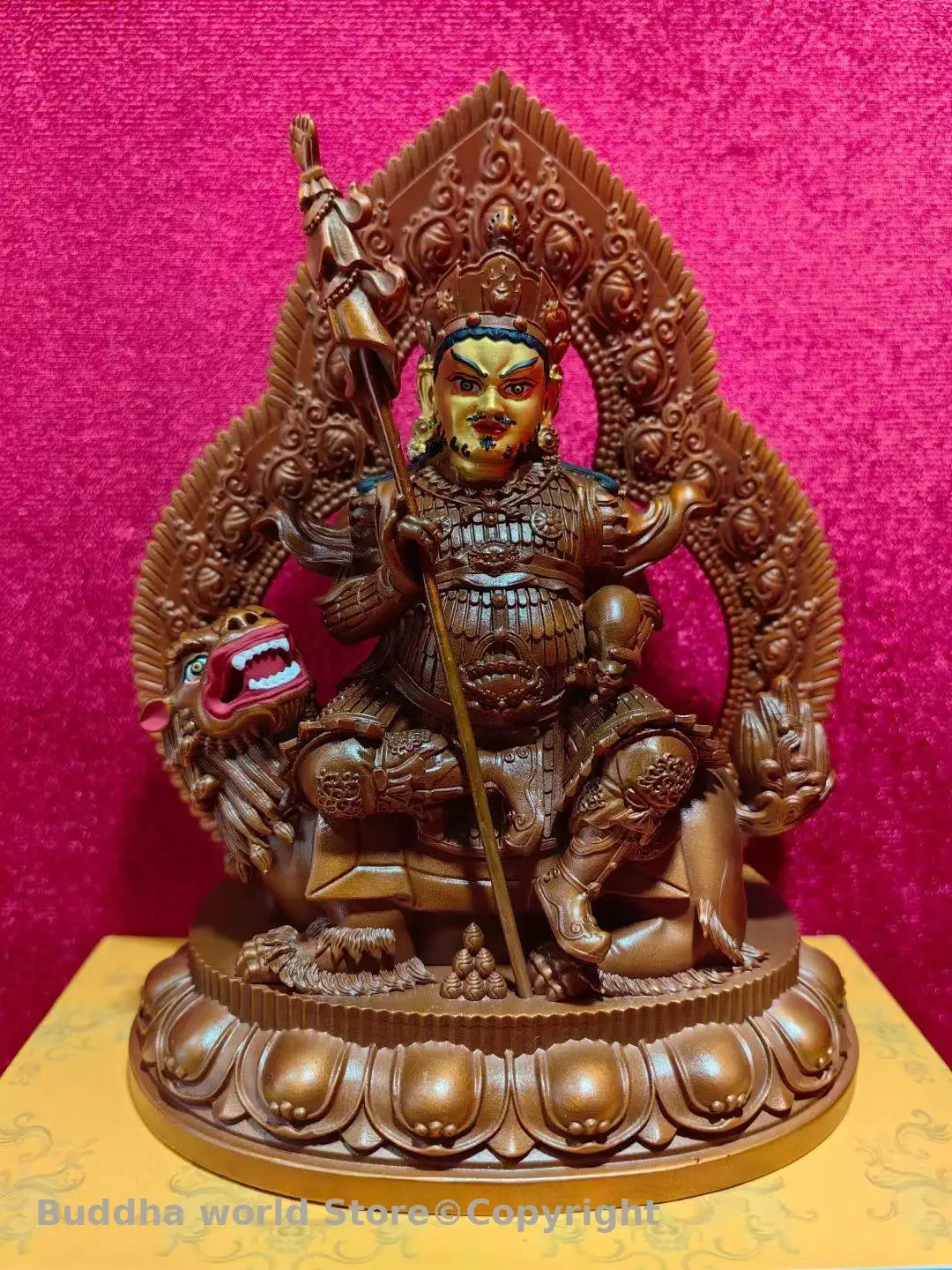 Copper color vaisravana Treasure king mantra Buddhism Mammon buddha statue high quality buddhist family temple worship 15cm