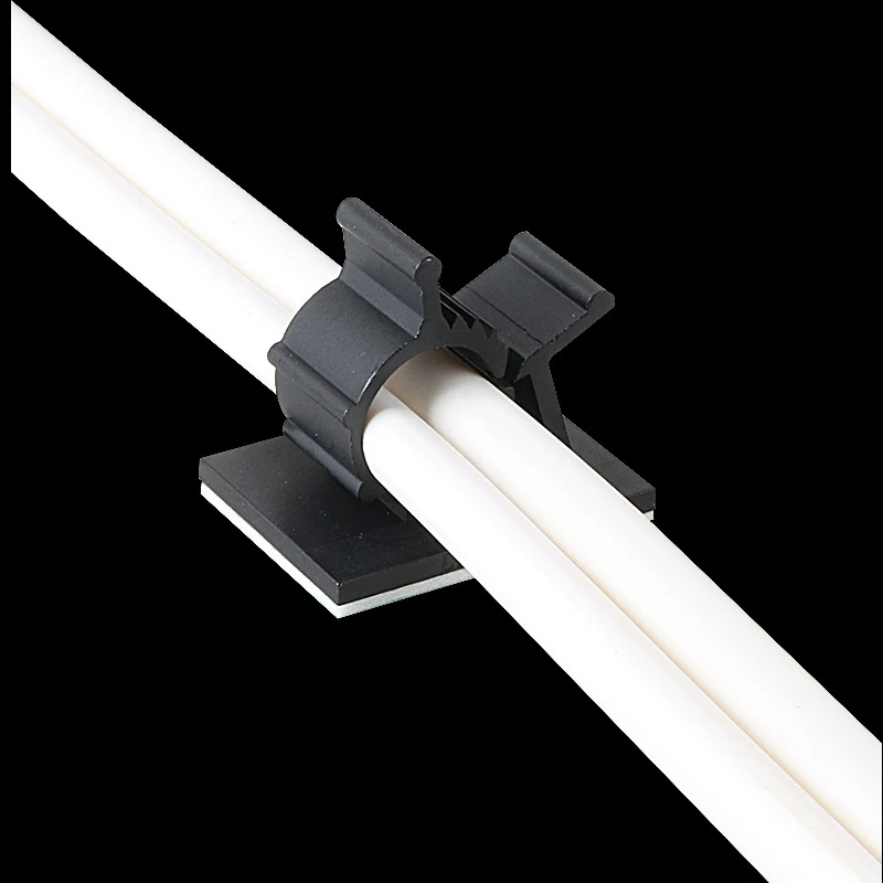 100PCS Self-Adhesive Cable Organizer Clips Adjustable Desktop Wire Management USB Winder Line Clamp Sticky Holder Black