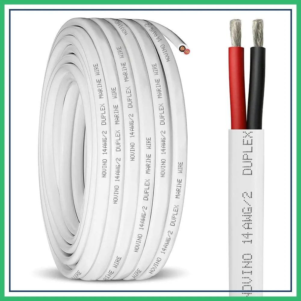 

14 Gauge Marine Wire 100ft 14 AWG 2 Conductor Tinned Copper Boat Cable for Automotive RV Solar Outdoor