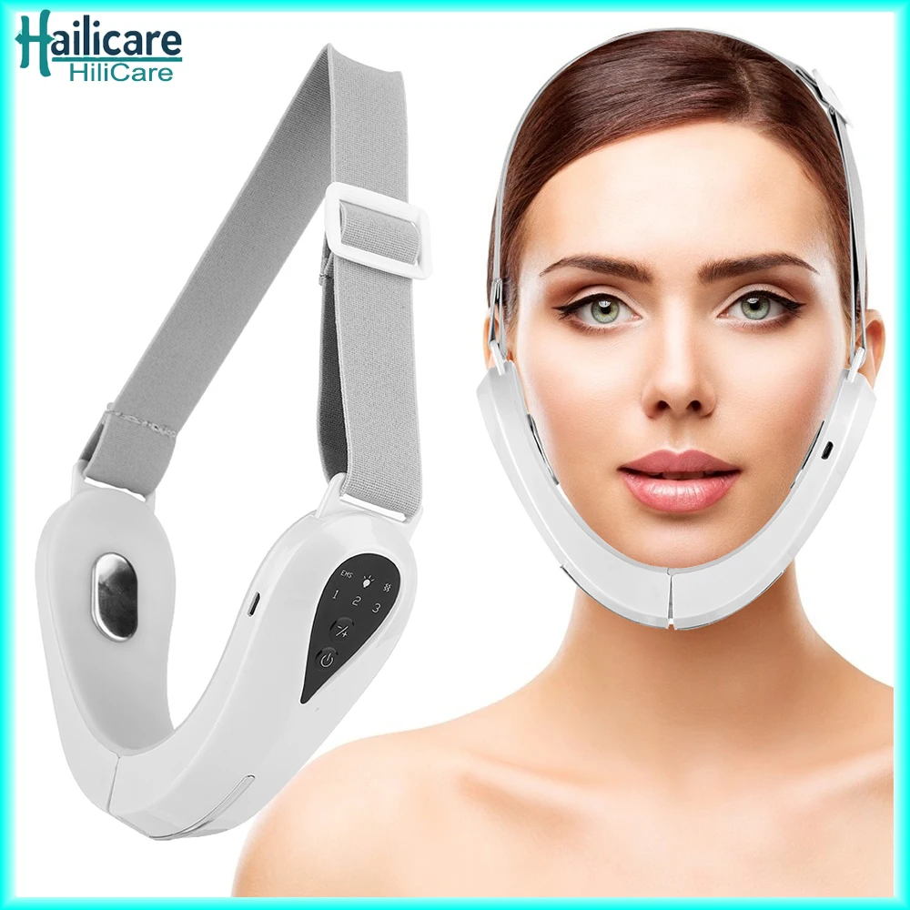 

V Face Facial Machine EMS Facial Massager V-Line Lift Up Belt Chin Lift Belt LED Face Slimming Vibration Massager Face Lifting