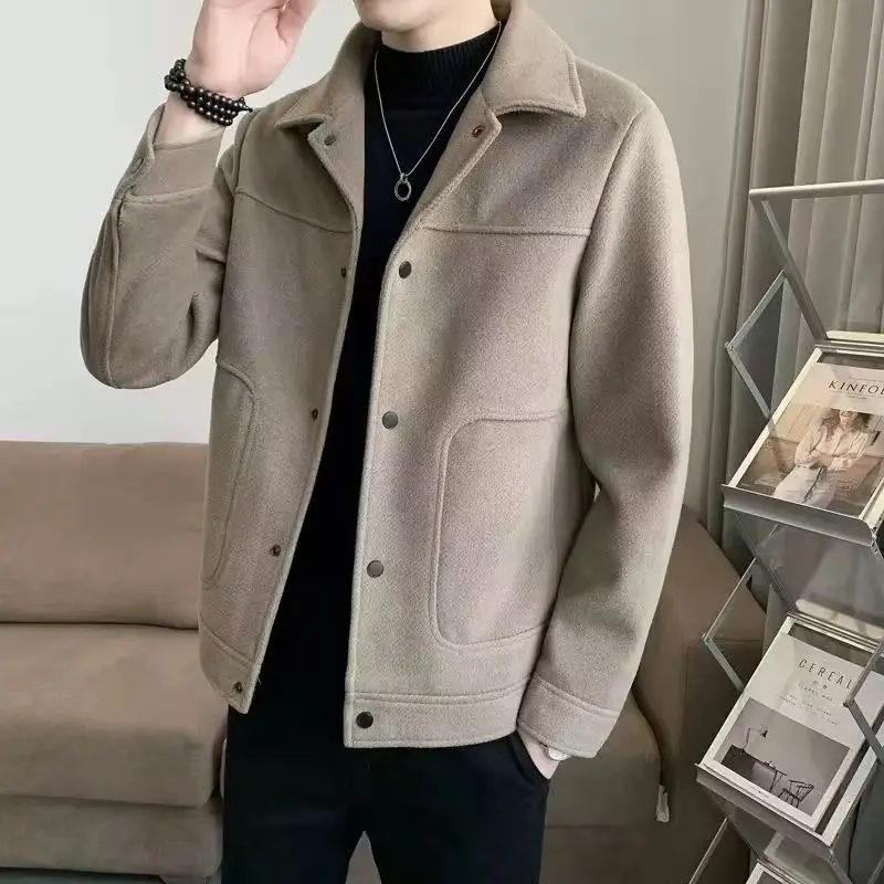 

Men's Jacket in Autumn and Winter Korean Style Trendy Slim Casual Tweed Short Wool Thick Versatile