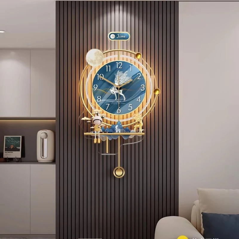 Modern Creative Metal Sway LED Wall Clock Aesthetic Design Silent Digital Clock Restaurant Wall Clock Wall Lamp Room Decoration